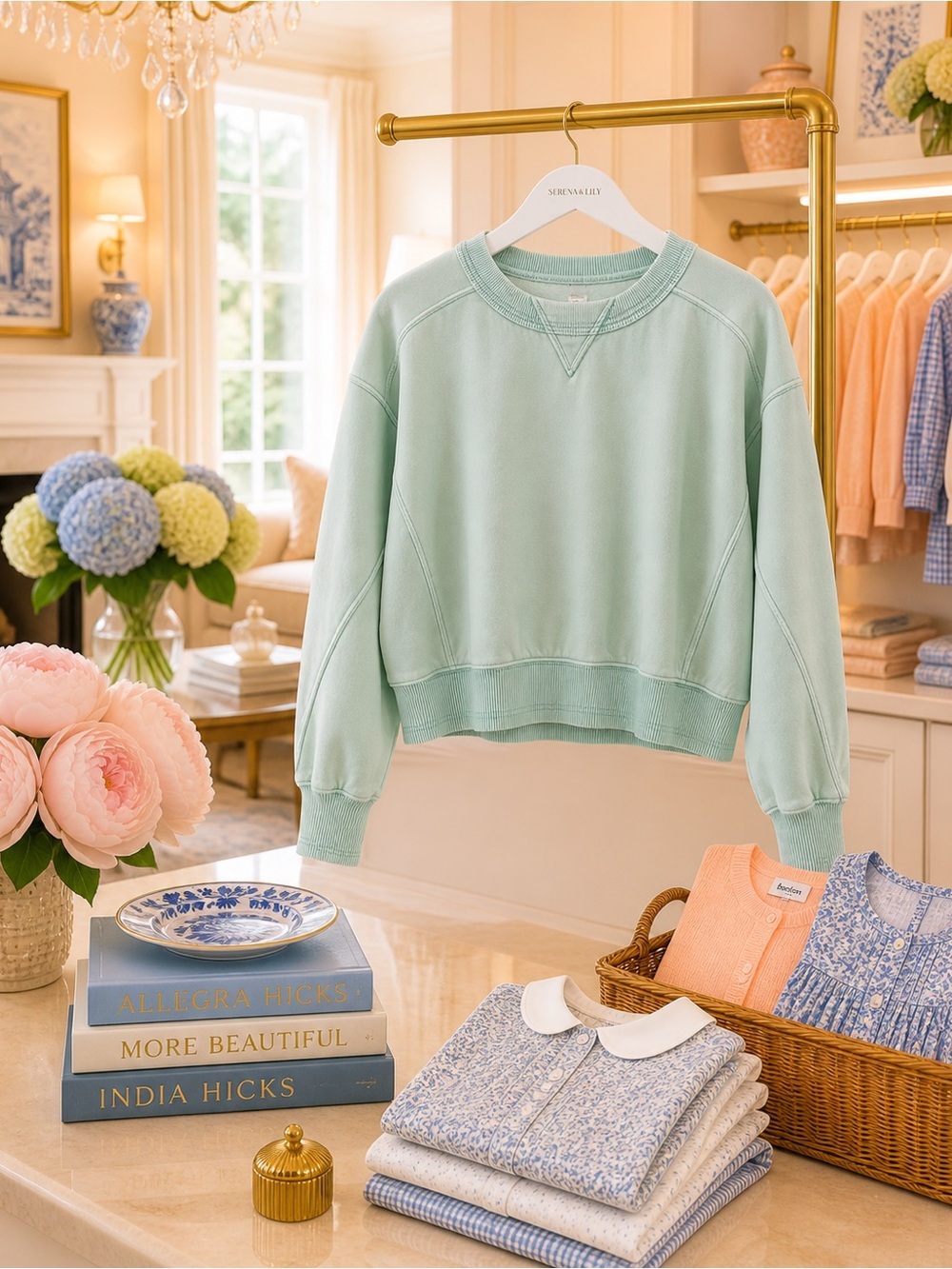 FP Movement by Free People Mint Green Cropped Crewneck Sweatshirt